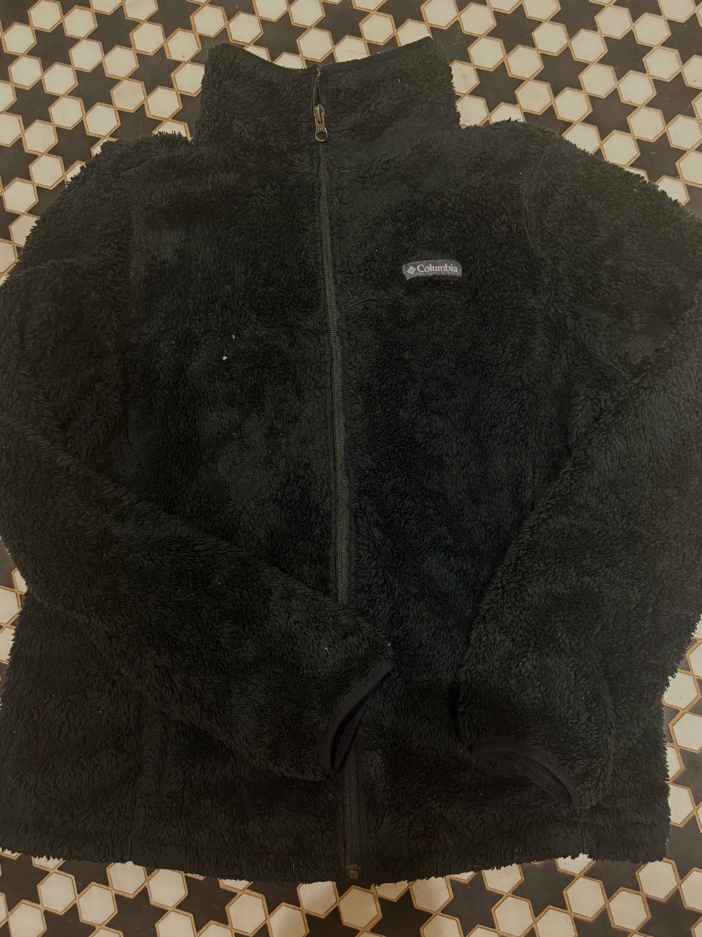 Columbia Black Plush Sherpa Jacket with Logo Patch